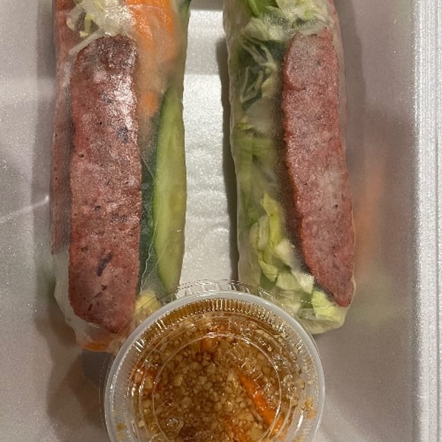 Vietnamese Sausage Spring Rolls.